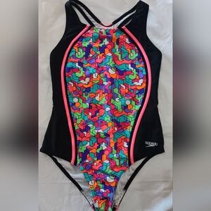 3/10 SPEEDO Colorful One Piece Swimsuit Girls 16 EUC